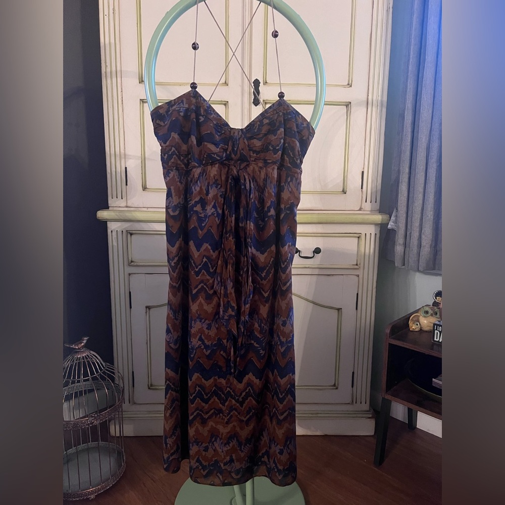 Banana Republic Elegant Brown and Blue Chevron Dress